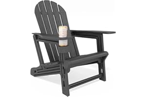 Orbotots Adirondack Chair, Tool-Free Assembly All-Weather Adirondack Chairs, HDPE Fire Pit Chairs with Cup Holder, Outdoor Chair for Patio Garden (Black)