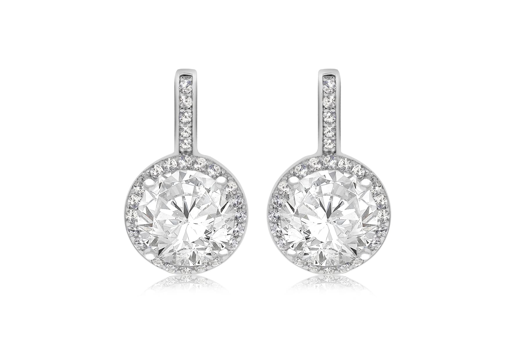 Tuscany Silver Women's Sterling Silver Rhodium Plated Cubic Zirconia Drop Earrings