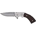 Smith & Wesson 7.5in Stainless Steel Model 325 Revolver Folding Knife with 3in Drop Point Blade, Rosewood Handle and Leather Holster for Outdoor, Tactical, Survival and EDC