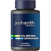 ProHealth Ashwagandha Supplement 60 Capsules, Organic Root Extract & Powder, Ashwagandha for Women & Men, Supports Stress & Sleep