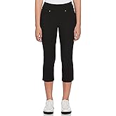 PGA Tour Womens 22” Pull-on Golf Capri Pants with Tummy Control, Performance Stretch, Moisture-Wicking, Sun Protection