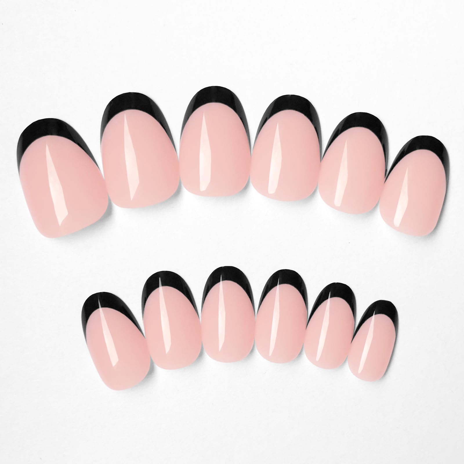 AddFavor French Tip Press on Nails Short Oval Fake Nails, 120pcs Black French Tips Nails Press on Medium Almond False Acrylic Nails for Women and Girls - Image 6