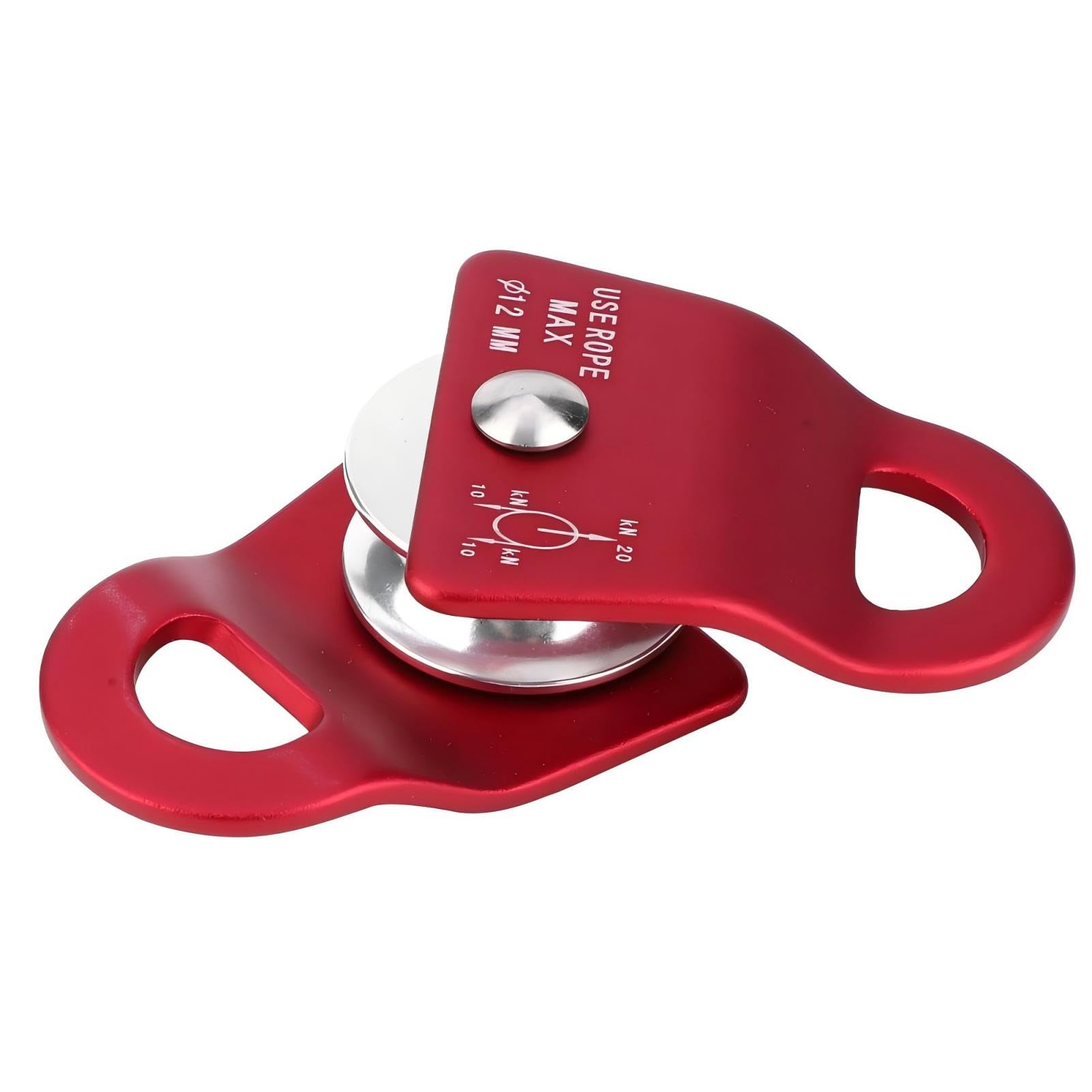 Nikou Climbing Pulley, Outdoor Metal Carabiner Downhill Side Swing Pulley Load for Rock Climbing Mountaineering(Red)