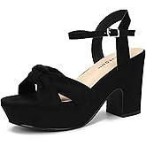 syztsho Women's Platform Heels Ankle Strap Sandals Peep Toe Suede Wedges Sandal Fashion Wedding Sexy Dress Block Chunky High Heel Pumps