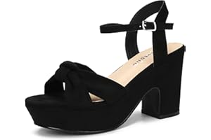 syztsho Women's Platform Heels Ankle Strap Sandals Peep Toe Suede Wedges Sandal Fashion Wedding Sexy Dress Block Chunky High Heel Pumps