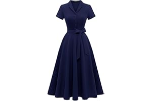 Wedtrend Women's Vintage Tea Dress, Short Sleeve Cocktail Party Dress Work Church Casual Dress