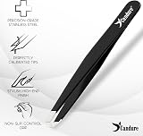 Candure Slanted Tweezers Stainless Steel with Leather Pouch view 3