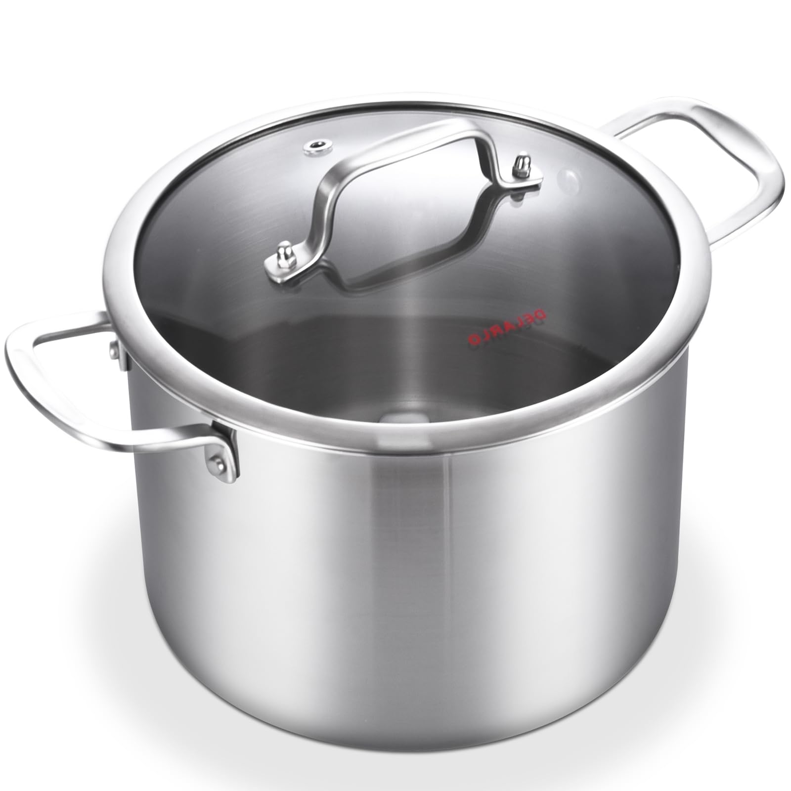 Photo 1 of DELARLO Tri-Ply Stainless Steel 6QT Pot with Lid, Induction Ready, 6 Quart Pot with Lid, Durable, Noodle Pot, 18/10 Deep Pot for Cooking, Suit for All Stove, Up to 600?(Lids 300?)