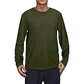 Genafy Mens Long Sleeve Quick Dry Workout Athletic T Shirt Running Moisture Wicking Classic Tee Shirts