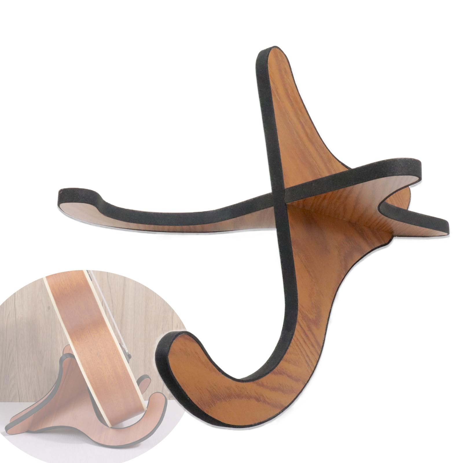 Photo 1 of Cheerock Wooden Ukulele Stand Holder, Portable Ukulele Stand Floor, Folding Ukelele Stand Compatible with Violins, Mandolins, Small String Instruments etc, Ukulele Accessories