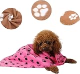 Aliangting 4Pcs Pet Blanket Small Dogs Cats Fleece Paw Print 60x70 cm view 4
