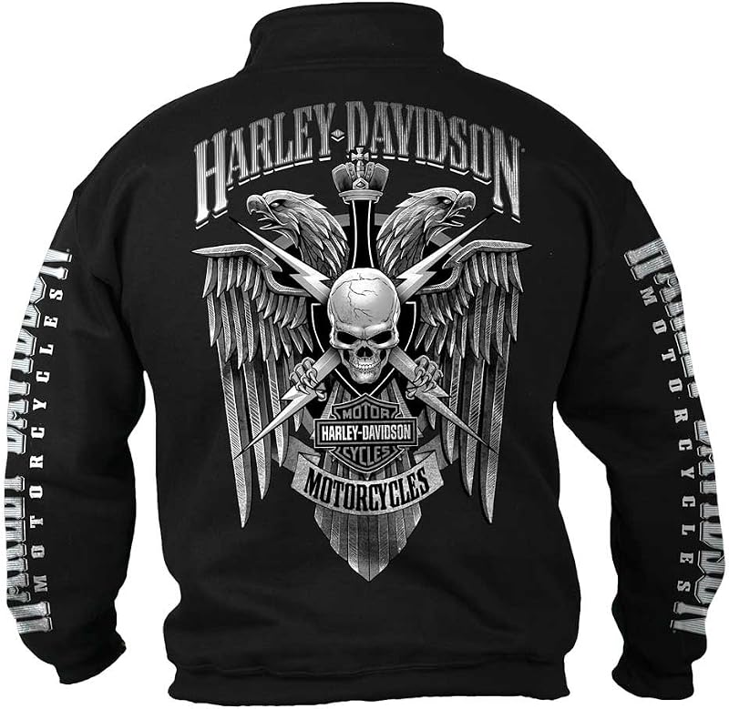 Lightning Crest - Sudadera para Hombre, con Cremallera de 1/4, Color Negro, Negro, Large
