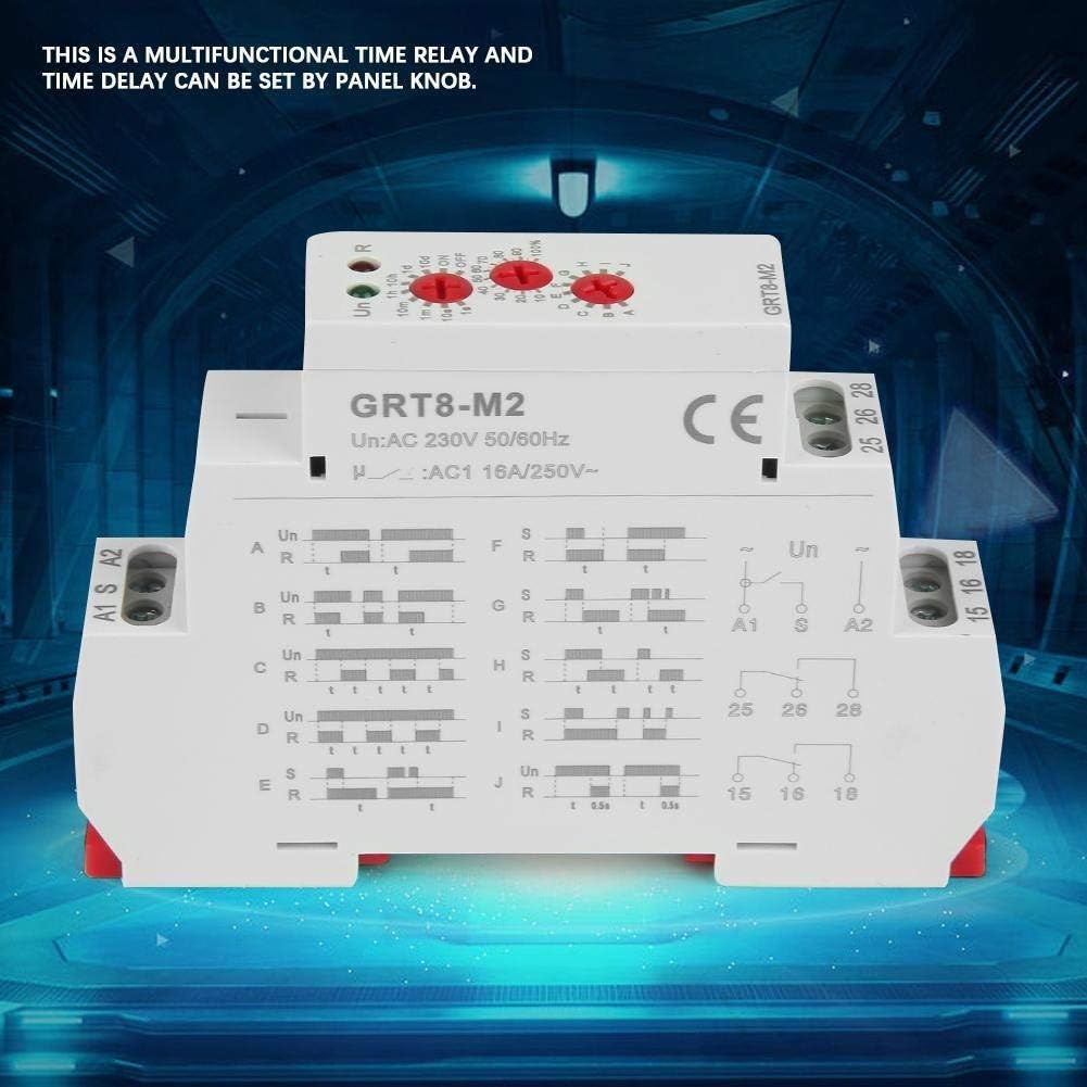 Relay Module, AC 220V GRT8-M2 Multifunctional Delay Time Relay with 10 Functions DIN Rail Mount Delay Relay - Image 4