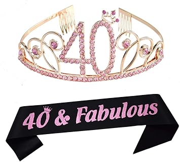 Amazon Com 40th Birthday Tiara And Sash Happy 40th Birthday Party