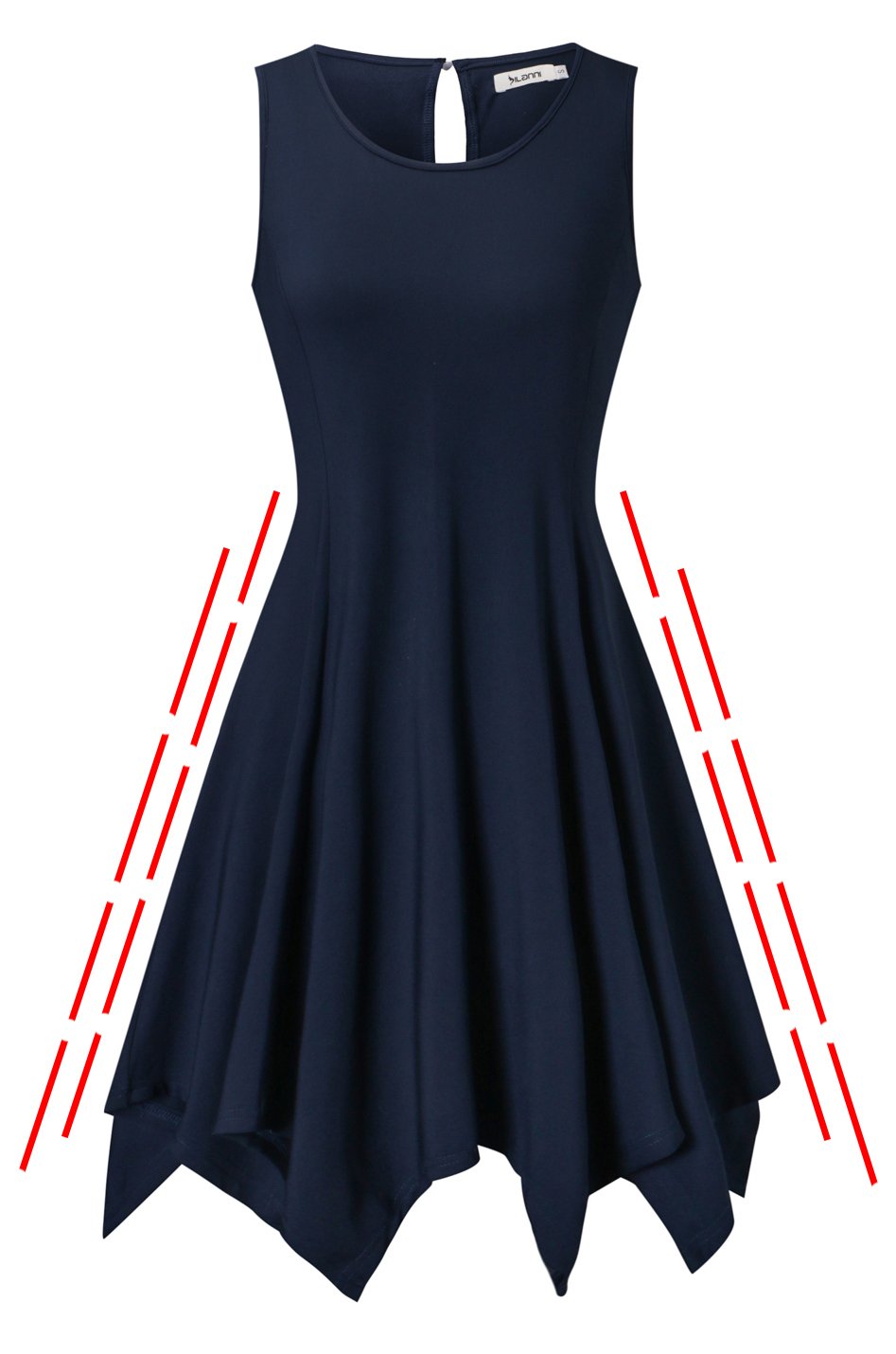 DILANNI Womens Comfy Swing Tunic Sleeveless Solid T-Shirt Dress