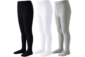Marchare Baby Girls Tights Thick Cable Knit Tight Solid Footed Leggings Warm Stockings For Kids
