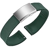 ULLCHRO FKM Rubber Watch Strap, Cut to Size Quick Release Fluororubber Watch Band Soft Replacement Watchband with Silver Milled Clasp for Men Women 18mm 19mm 20mm 21mm 22mm