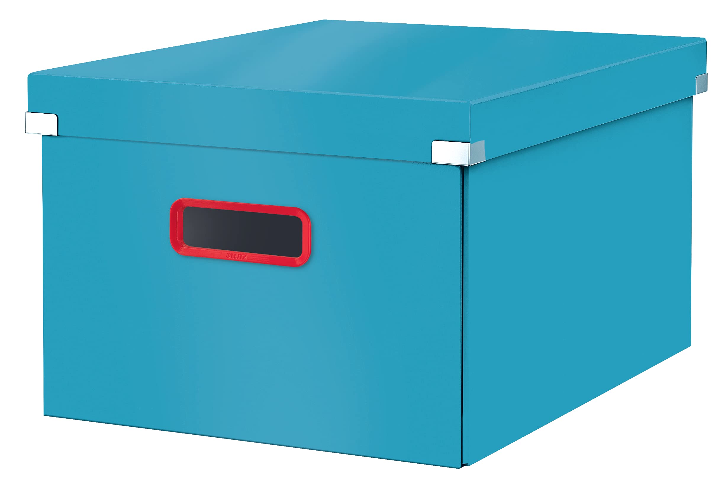 Leitz Click & Store Medium Storage Box, Foldable A4 File Box with Lid, Premium Strong Cardboard Container for Home/Office Filing, Cosy Range, Calm Blue, 53480061