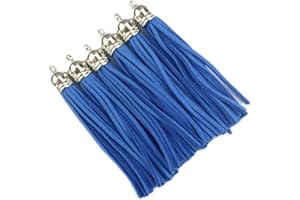 QIANHAILIZZ 20 Silver 3-1/2 Inch Faux Suede Tassel Charm Keychain Cellphone Straps D451 (RoyalBlue)