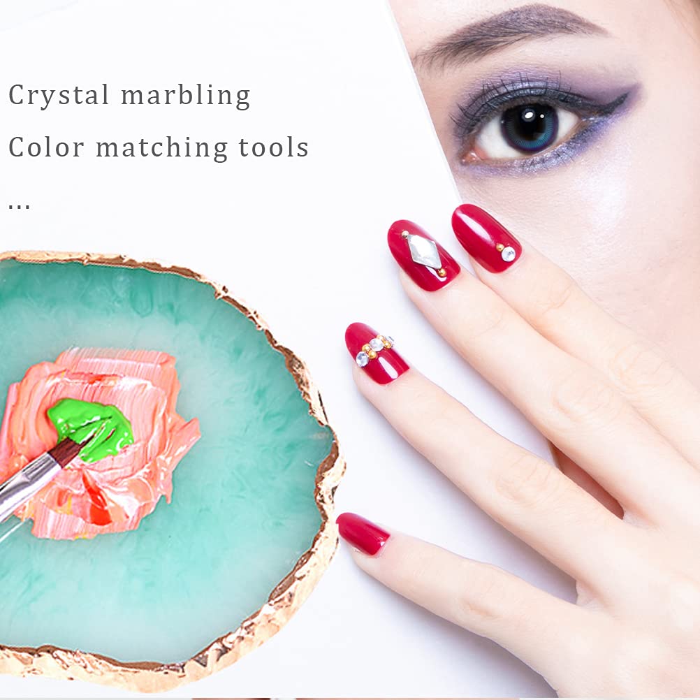 2 Pcs Resin Nail Art Palette, Nail Art Painting Palettes Gold Edge Nail Holder Nail Art Display Board - Image 6