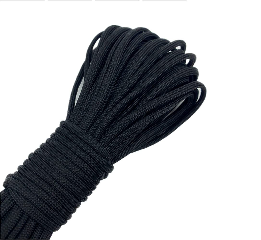 Himtop 30M Black Nylon R-ope 6MM Multi-functional Nylon Rope Cord Hanging String, Traction Tying Rope for Camping Outdoor Activities Garden Bundling Garage Clothesline.