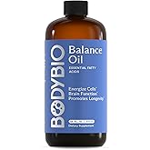 BodyBio Balance Oil - Vegan Omega 3 6 Supplement – Cold-Pressed Safflower & Flaxseed Oil – Supports Brain Function, Healthy Skin, and Mood