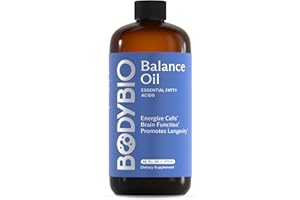 BodyBio Balance Oil - Vegan Omega 3 6 Supplement – Cold-Pressed Safflower & Flaxseed Oil – Supports Brain Function, Healthy Skin, and Mood