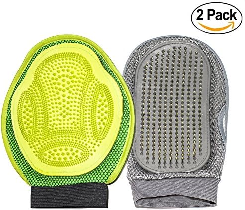 Pet Grooming Glove - ElecNova Pet Grooming&Bathing Brush Grooming Mitt Hair Remove Dematting Brush for Your Dog, Cat,Horse, Bunnie- Easy Clean&Comfortable Massage for Long and Short Hair