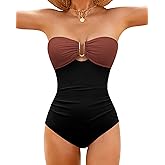 XUNYU One Piece Swimsuit Women Tummy Control Strapless Bandeau Bathing Suit Slimming Shapewear Swim Suits Halter Swimwear