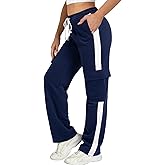 IVIR Womens Sweatpants Cargo Pants Baggy Wide Leg High Waist Fleece Lounge Pants with Pockets