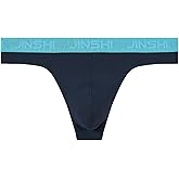 JINSHI Men's Bamboo Viscose Thong Underwear Sexy Mens Low Rise Stretchy Thongs Bulge Pouch T-Back Plus Size