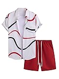 COZYEASE Men's 2 Piece Hawaiian Outfits Short