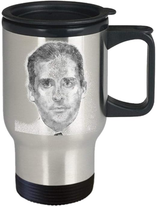 Amazon Com Dkisee The Office Travel Mug Michael Scott Thermos Office Gift Michael Scott Funny Art Office Gift Tv Show 14oz Kitchen Dining