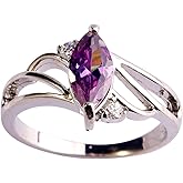 Psiroy 925 Sterling Silver Plated Simulated Pink Topaz Marquise Shaped Promise Ring