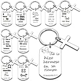 Magictodoor Spanish Christian Keychain Set: Encouraging Bible Verses - Religious Gift Set for Women and Men - Pack of 10