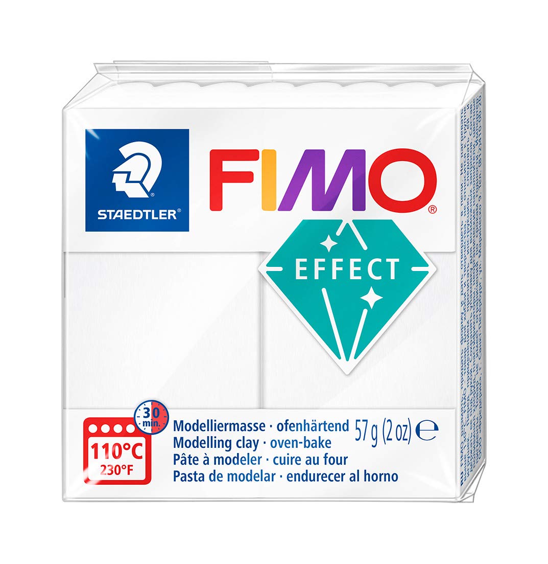 STAEDTLER 8020-014 FIMO Effect Oven-Hardening Polymer Modelling Clay - Translucent White (57g)