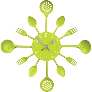 Premier Housewares Lime Green Cutlery Wall Clock