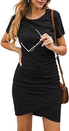 Amazon Com Nsqtba Womens Dresses Long Sleeve Round Neck Casual Bodycon Mini Dress Clothing