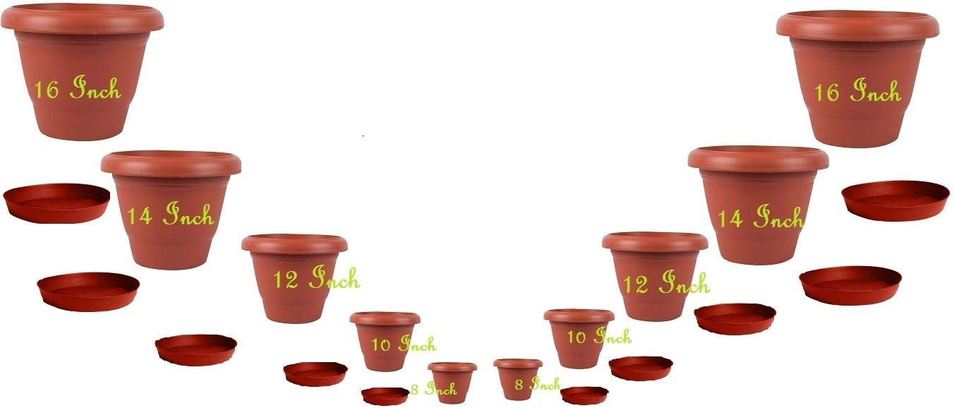 First Smart Deal Combo Planter Pots Pack of 10 with Trays. (Brown)