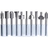 Wolfride 10Pcs HSS Router Bits, Carbide Engraving Bit Set with 1/8" Shank Rotary Tools Accessories for Woodworking Carving Drilling