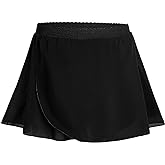 Nokecina Girls Ballet Dance Skirt for 3-12 Years Old Kids Sparkly Pull-On/Wrap Chiffon Dancewear Pink Black White Purple