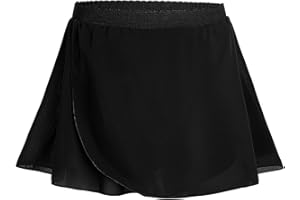 Nokecina Girls Ballet Dance Skirt for 3-12 Years Old Kids Sparkly Pull-On/Wrap Chiffon Dancewear Pink Black White Purple