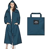 Nsyee Womens Long Raincoats Waterproof Rain Jacket Lightweight Breathable Hooded Windbreaker