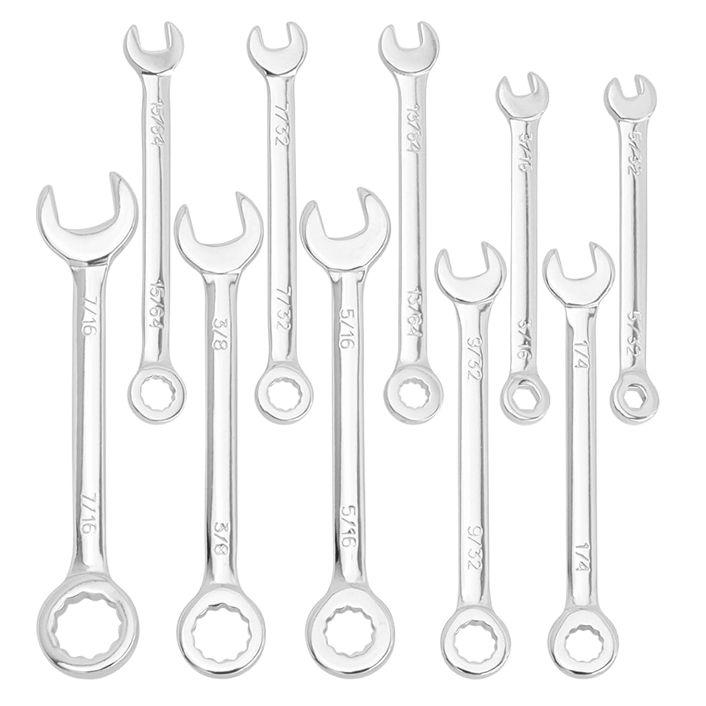 Mesee Small Wrench Set, 10 Pieces SAE Open End & Box End Combination Wrenches 5/32"-7/16" Mini Ignition Wrench Spanner Tools for Automotive Industry Electronics Mechanic Furniture Repairs