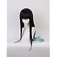 SisiruKou Black Blue Mix long Straight Anime Wig Women Halloween Cosplay Costume Party Synthetic Wig