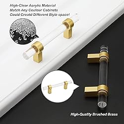Peaha 10 Pack Acrylic Drawer Pulls Brushed Brass