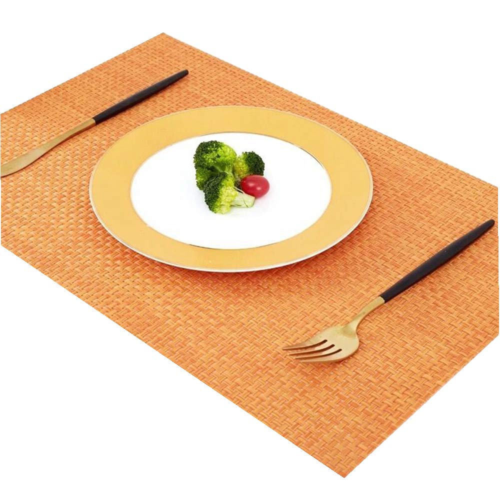 Addfun®Table Mats(Set of 6),Premium Washable High Quaity Non-Slip Insulation PVC Place Mats for Dinner Table,Orange