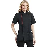TopTie Women's Chef Coat Short Sleeve Chef Jacket