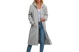 BJUTIR Women'S Zip Up Hoodies Oversized Fleece Long Tunic Sweatshirts Casual Long Sleeve Fall Hoodie Jacket Coat With Pockets