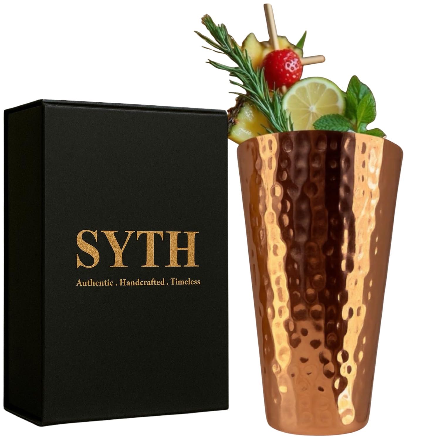View 1 of 100% Pure Copper Tumbler – 18 Oz Large Size Drinkware Glass for Cocktails, Iced Tea, Moscow Mule, Water, Ayurvedic Detox| BPA Free|Handcrafted Hammered Copper Cups | Luxury Gift Packaging| (1)